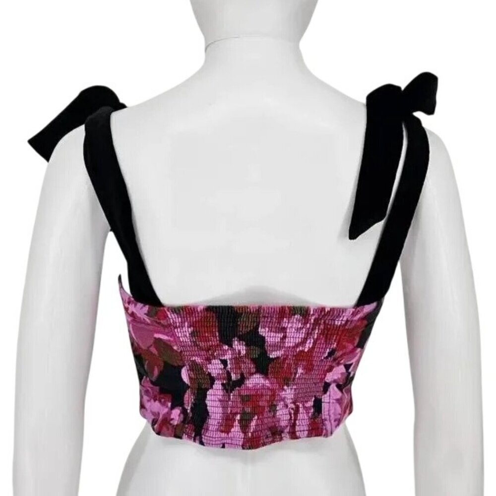 Free People Addie Corset Floral Crop Top in Twilight Combo - Picture 4 of 6